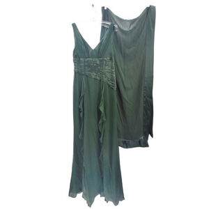 Vintage‎ Chetta B Sherrie Bloom Silk Ruche Satin Empire Waist Ruffle Prom Dress